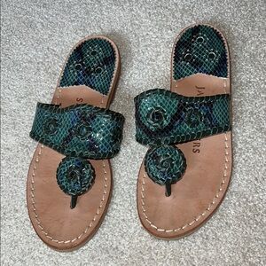 Jack Rogers Green and Tan Embellished Sandals